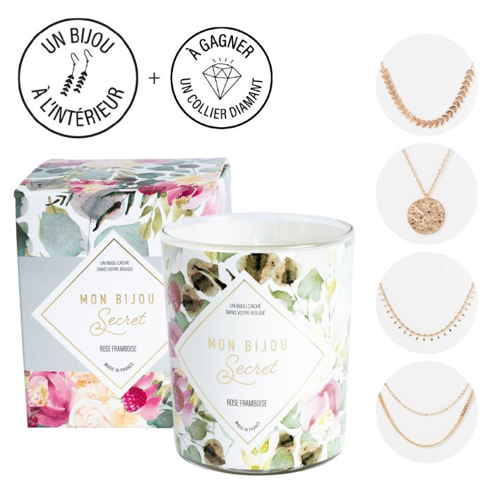 'Rose Framboise' Jewel Candle, Necklace - 180 g