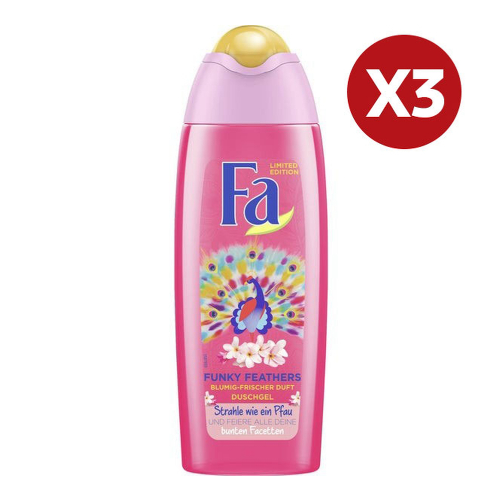 'Funky Feathers' Shower Gel - 250 ml, 3 Pack