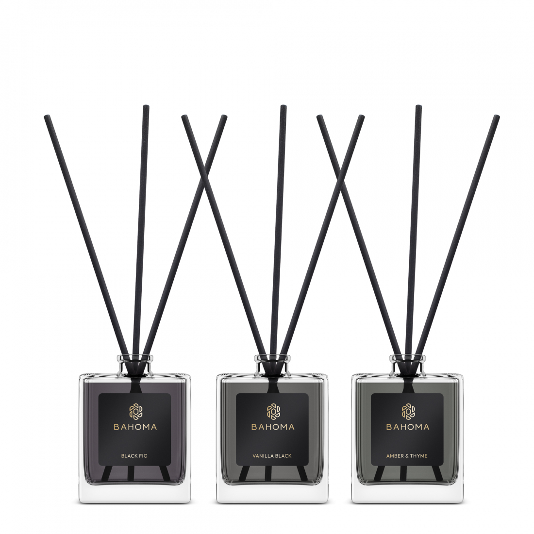 Ensemble de diffuseurs 'Obsidian' - Black Fig, Vanilla Black, Amber & Thyme 50 ml, 3 Pièces