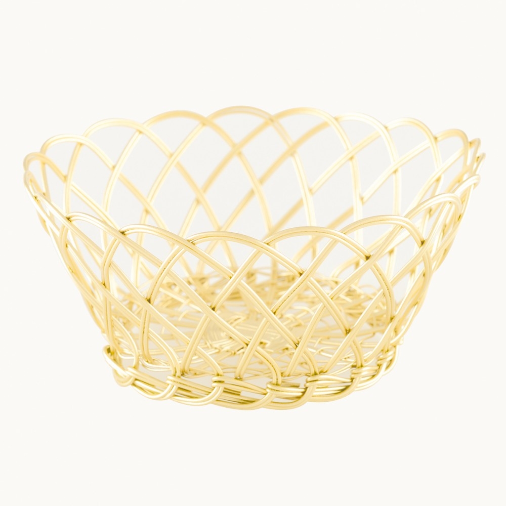 Gold Metal Round Basket 18Cm