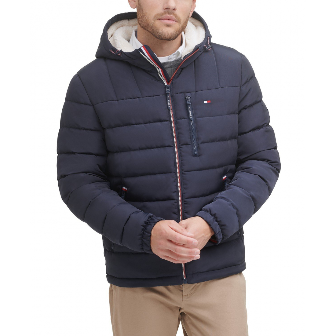 Sherpa Lined Hooded Quilted Puffer Jacket pour Hommes