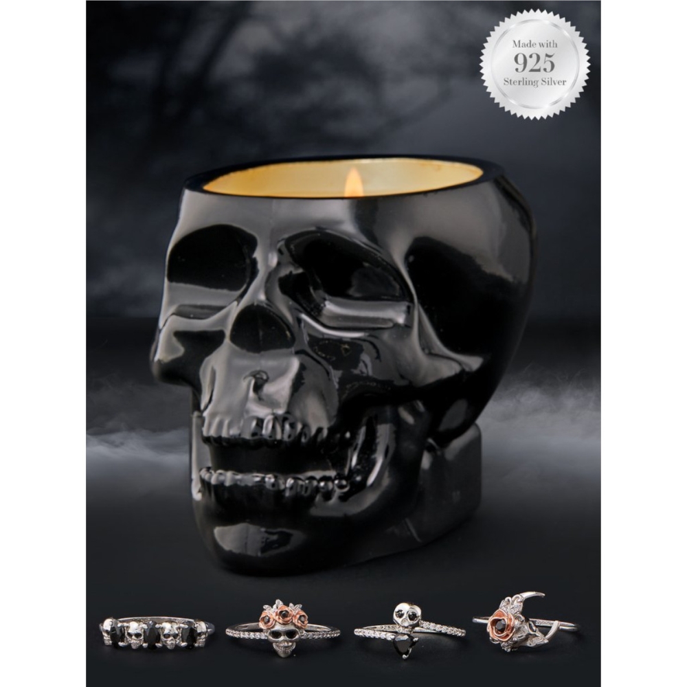 Damen's 'Midnight Teakwood Skull' Kerzenset