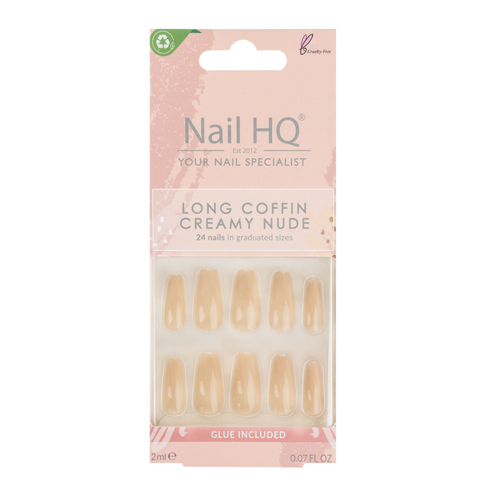 Capsules d'ongles 'Long Coffin' - Creamy Nude 24 Pièces