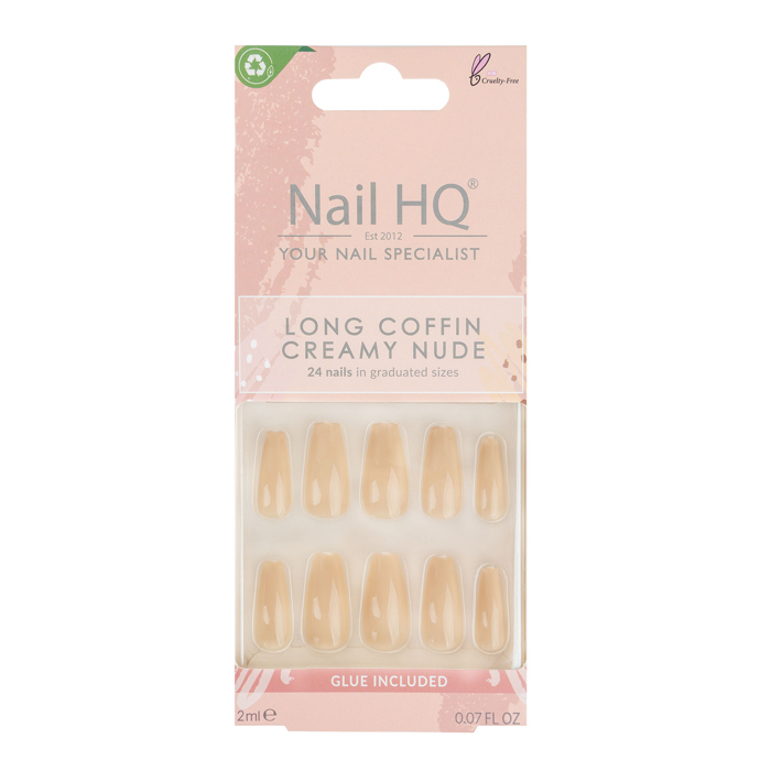 'Long Coffin' Nail Tips - Creamy Nude 24 Pieces