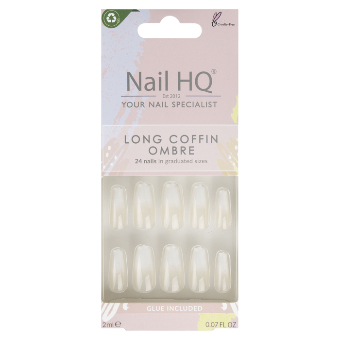 'Long Coffin' Nail Tips - Ombre 24 Pieces