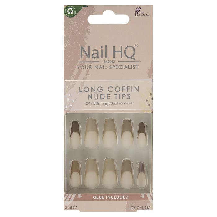 Capsules d'ongles 'Long Coffin' - Nude Tip 24 Pièces