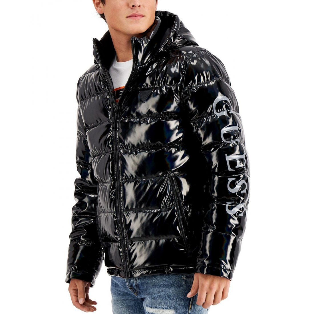Men's 'Holographic Hooded' Puffer Jacket