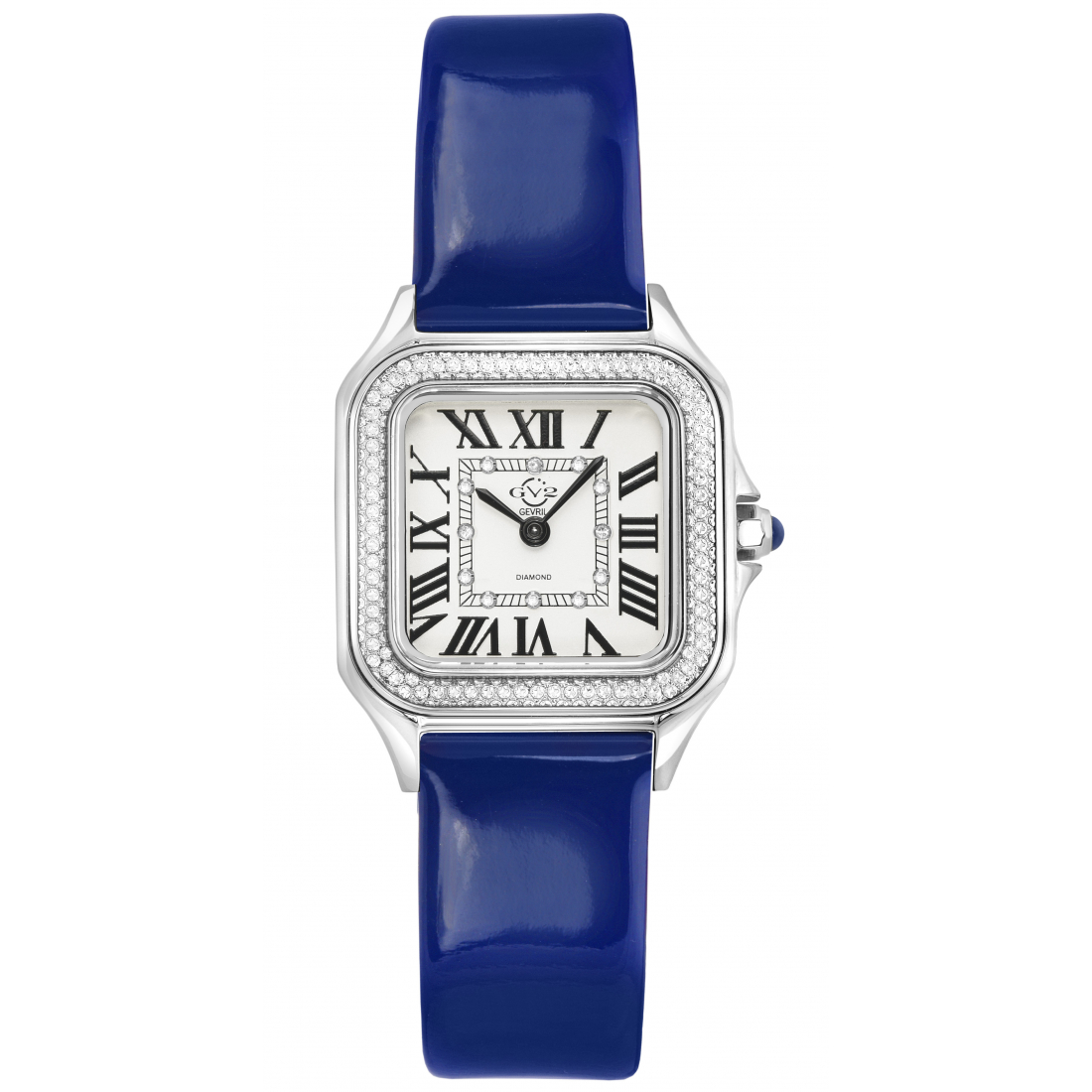 Gv2 Milan Women's Silver Dial Dark Blue Leather Strap Watch