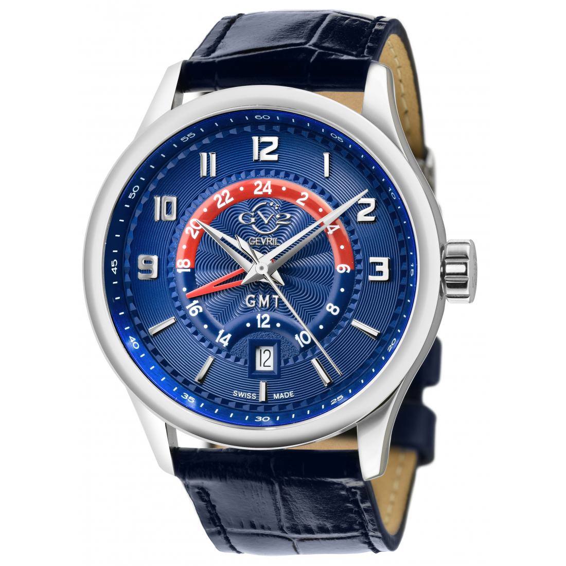 Men's Giromondo Blue Dial Blue Calfskin Leather Watch