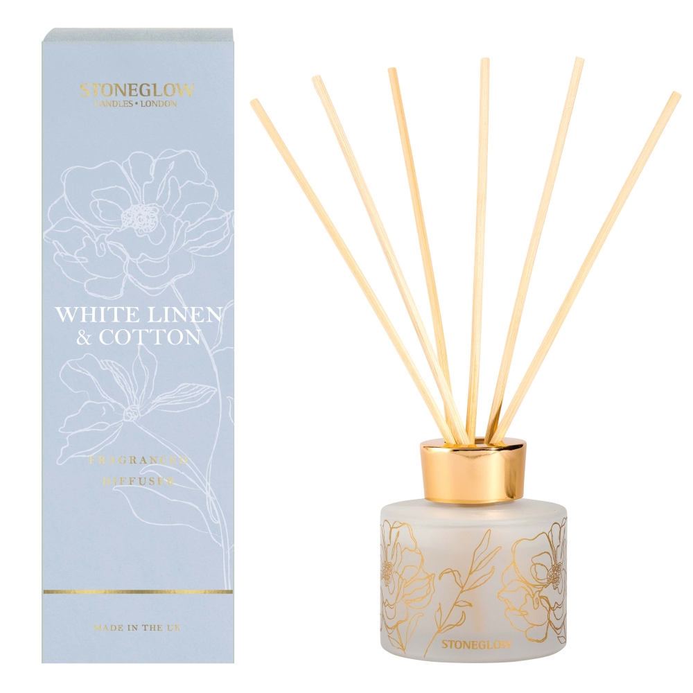 'Day Flower White Linen & Cotton' Reed Diffuser - 120 ml