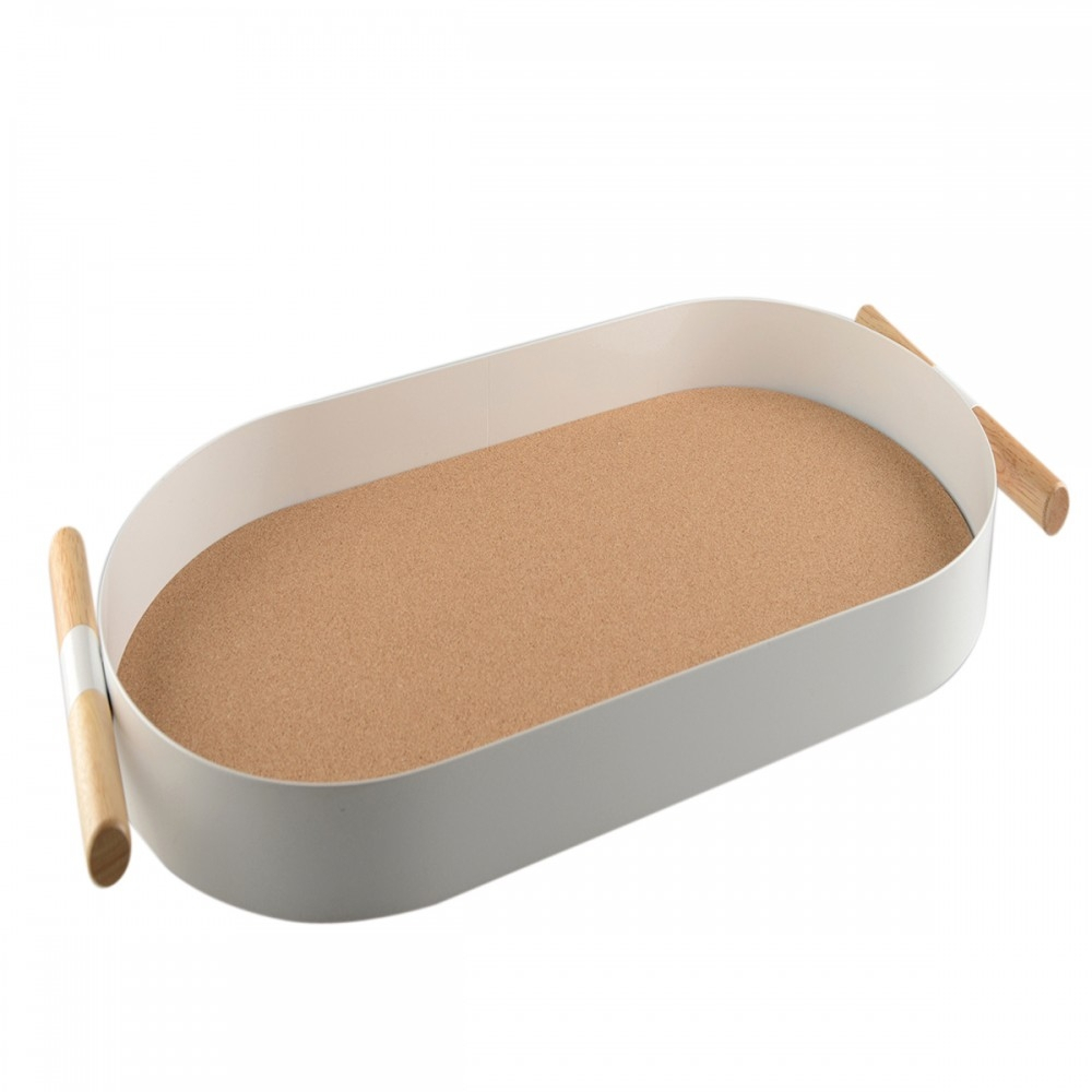 Oval White Tray With Cork