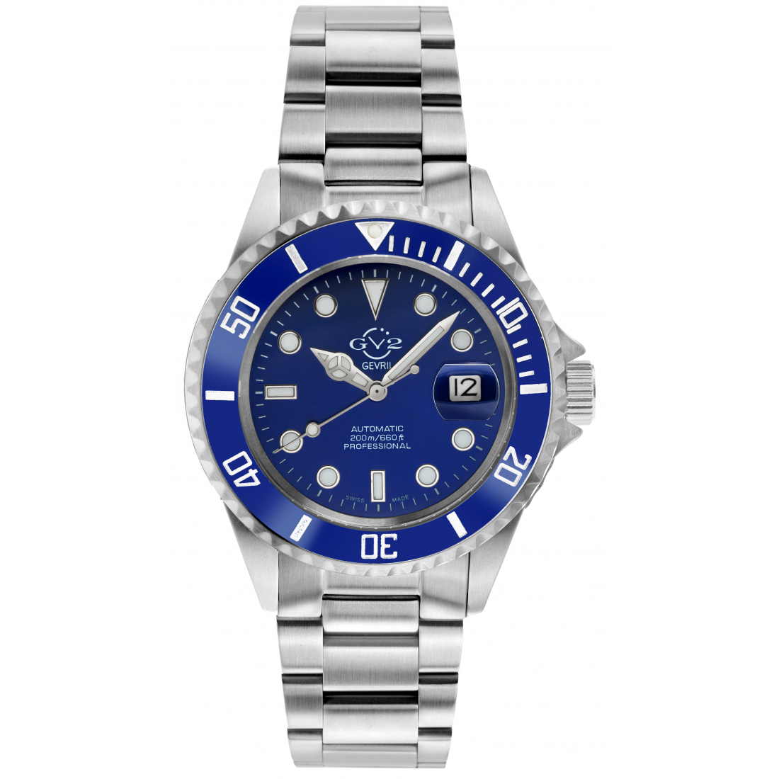 Gv2 Men's Liguria Blue Dial Stainless Steel Bracelet Watch