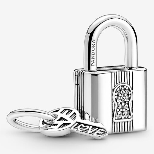 'Padlock And Key' Charm für Damen