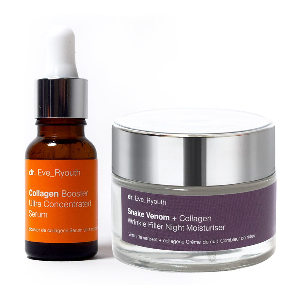 'Snake Venom & Collagen Wrinkle Filler + Collagen Booster' Face Serum, Night Cream - 2 Pieces