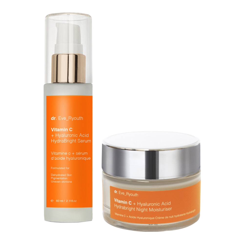 'Vitamin C & Hyaluronic Acid Hydrabright' Face Serum, Night Cream - 2 Pieces