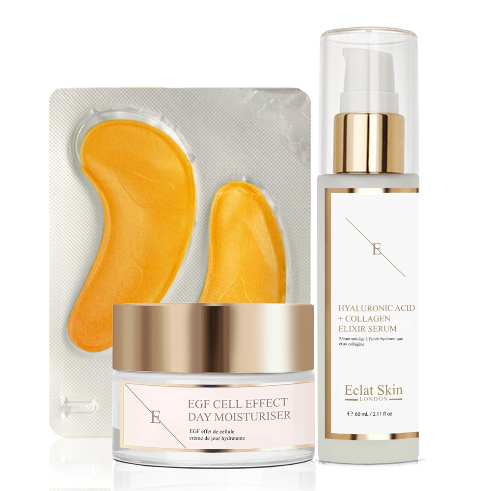 '24K Gold + EGF Cell Effect + Hyaluronic Acid & Collagen' Hautpflege-Set - 3 Stücke