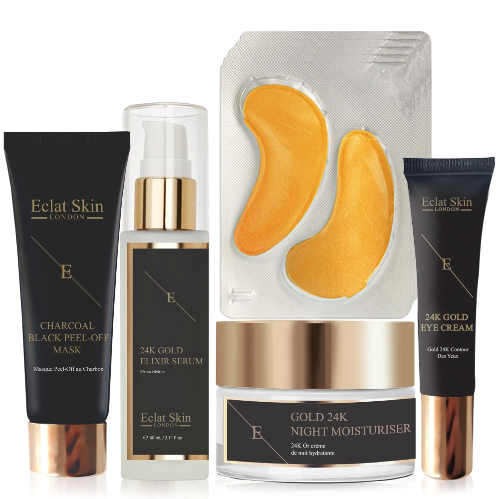 '24K Gold + Charcoal Black' SkinCare Set - 5 Pieces