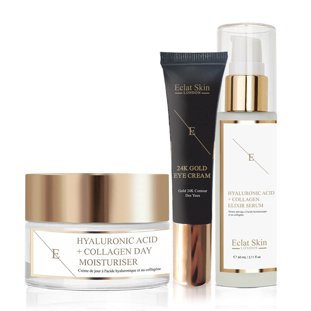 Coffret de soins de la peau 'Hyaluronic Acid & Collagen Amino Acids + 24K Gold' - 3 Pièces