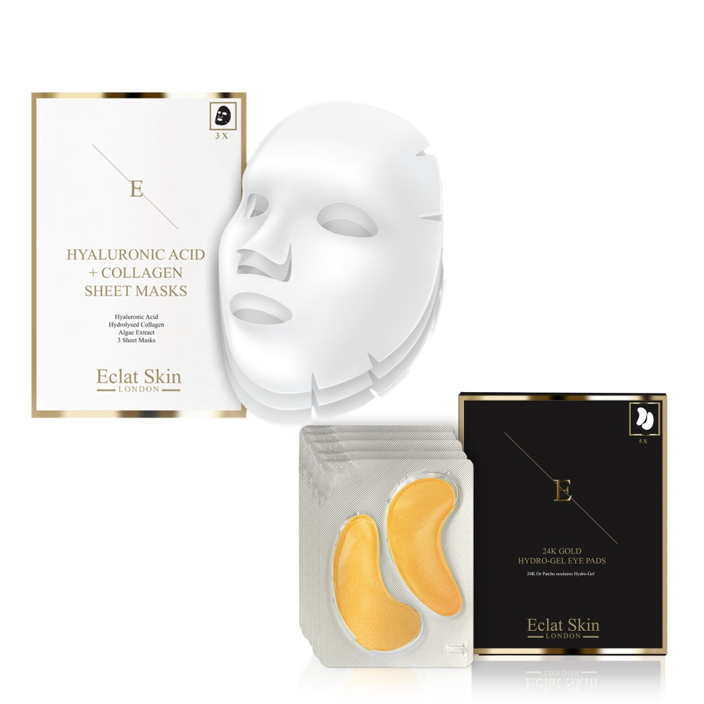 Set de masques 'Hyaluronic Acid & Collagen + 24K Gold' - 2 Pièces