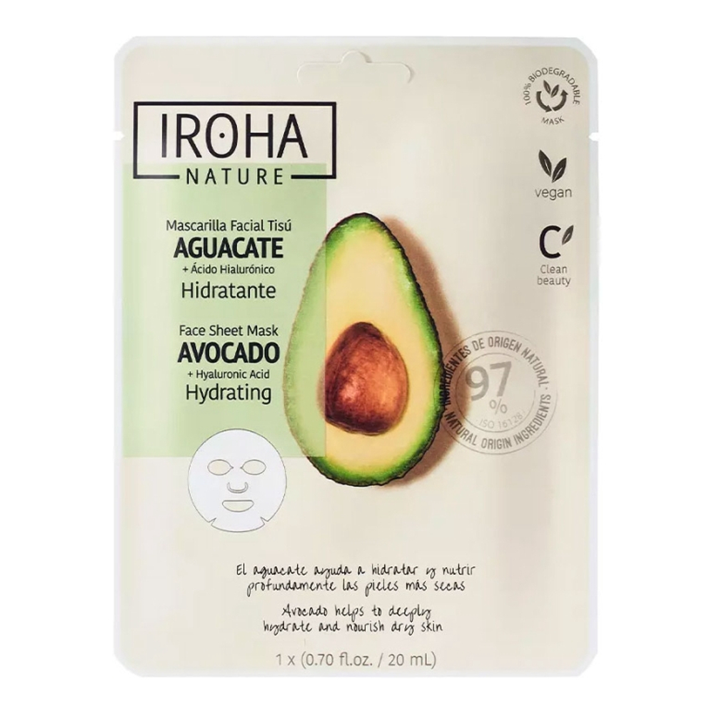 Masque en feuille 'Nature Mask Avocado + Hyaluronic Acid' - 20 ml