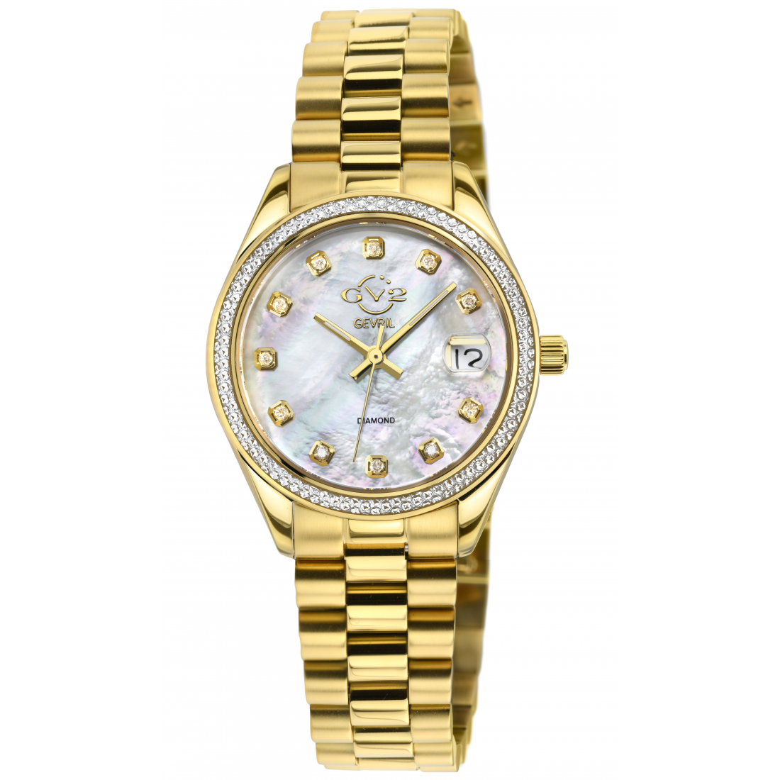 Women's Turin Diamond, White MOP Dial, IPYG Stainless Steel Watch