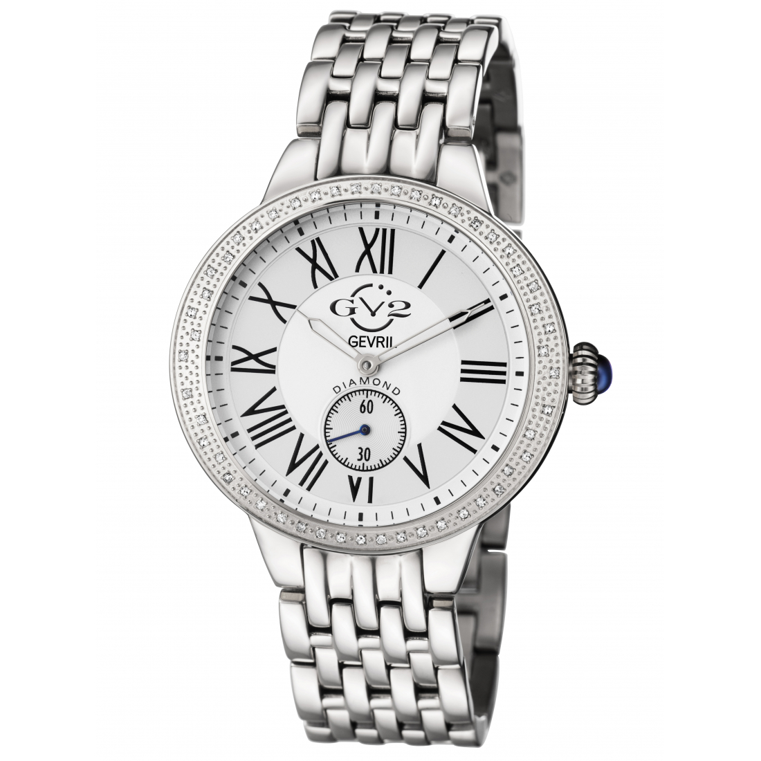 GV2 Astor Women's Silver Case, White  Dial Stainless Steel Watch