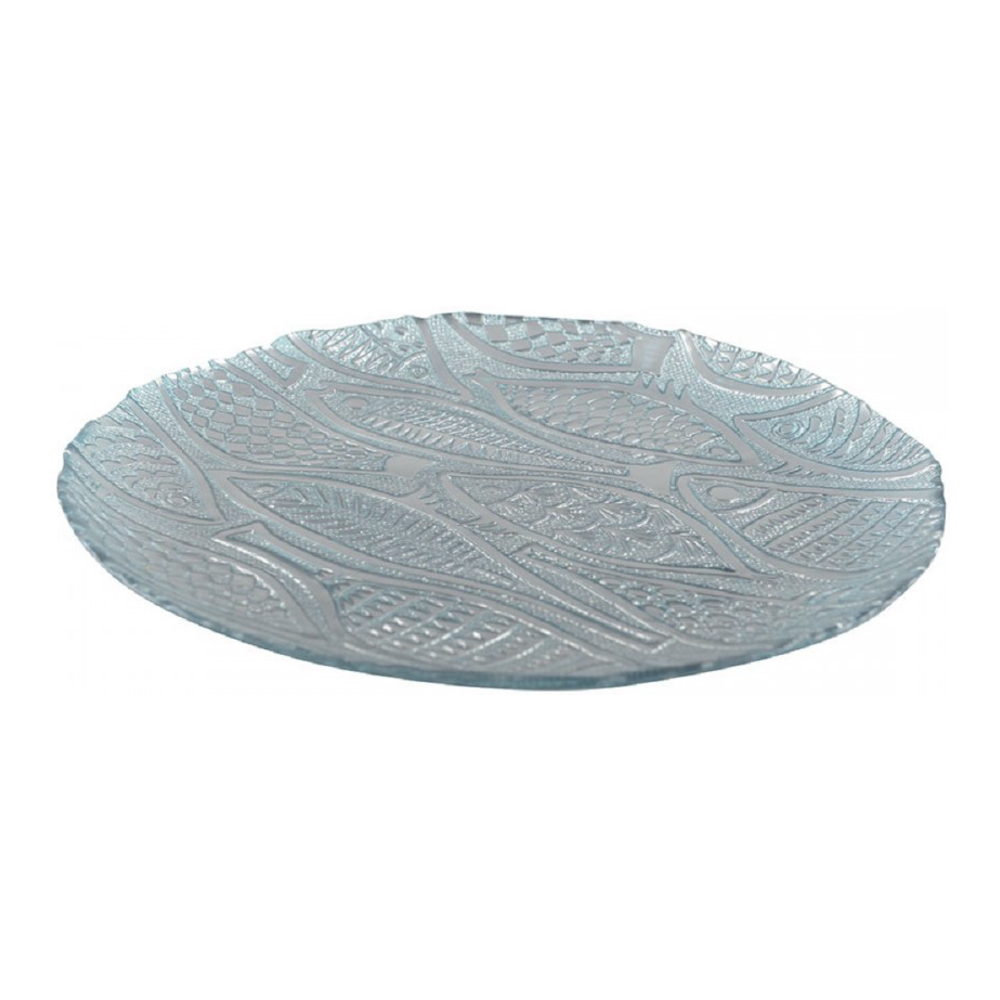 Light Blue Fish Round Plate 32.5Cm