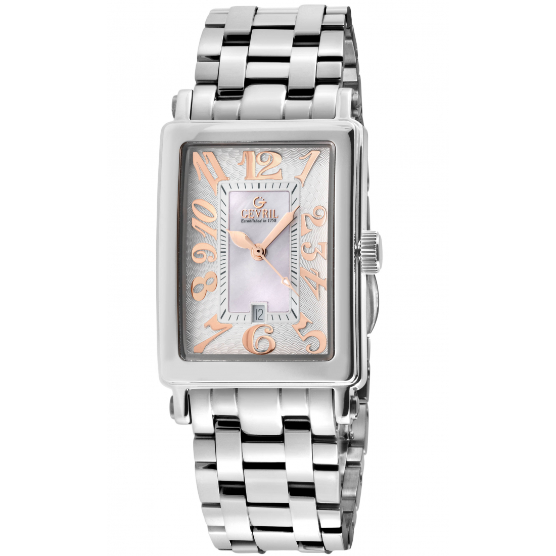 Women’s Ave of Americas Mini Stainless Steel Case,White MOP Dial Watch