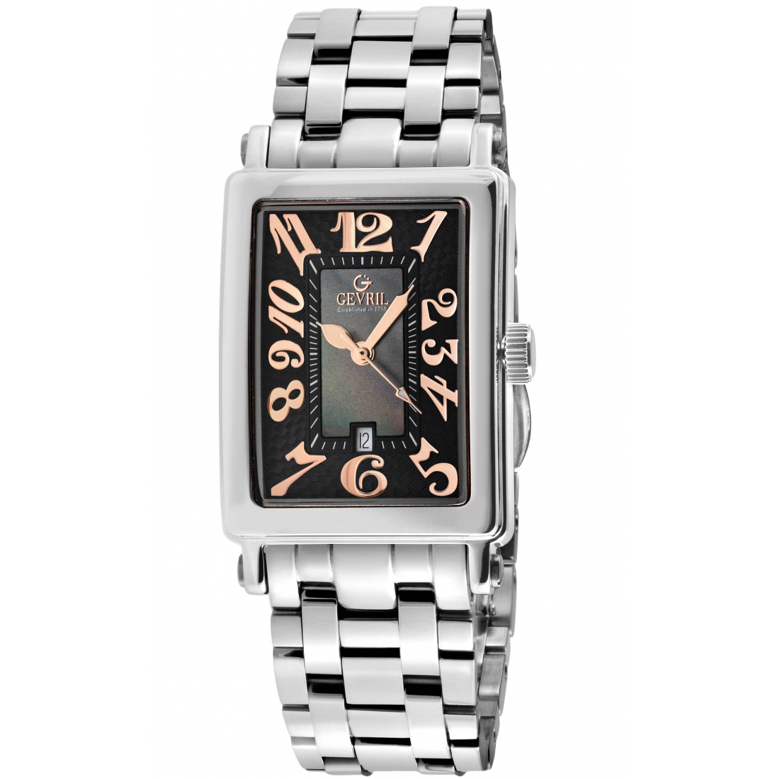 Women’s Ave of Americas Mini Stainless Steel Case,Black MOP Dial Watch