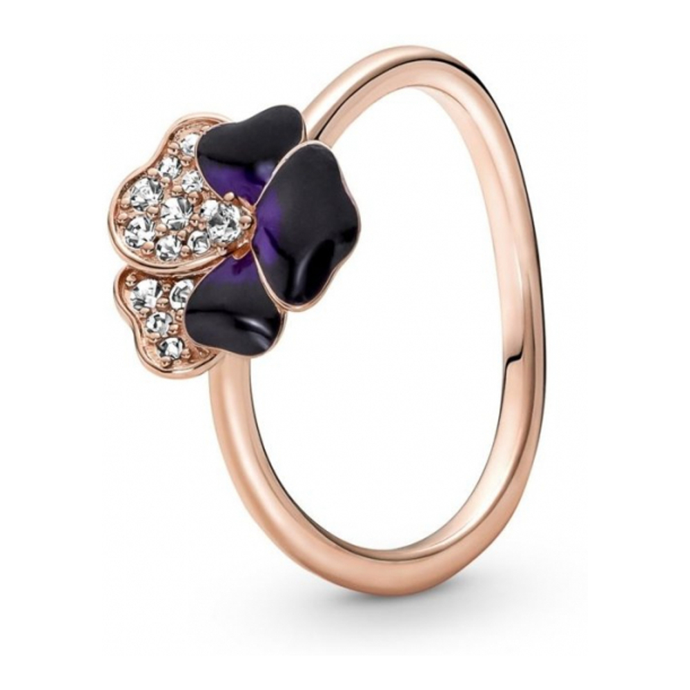 Women's 'Deep Purple Pansy Flower' Ring