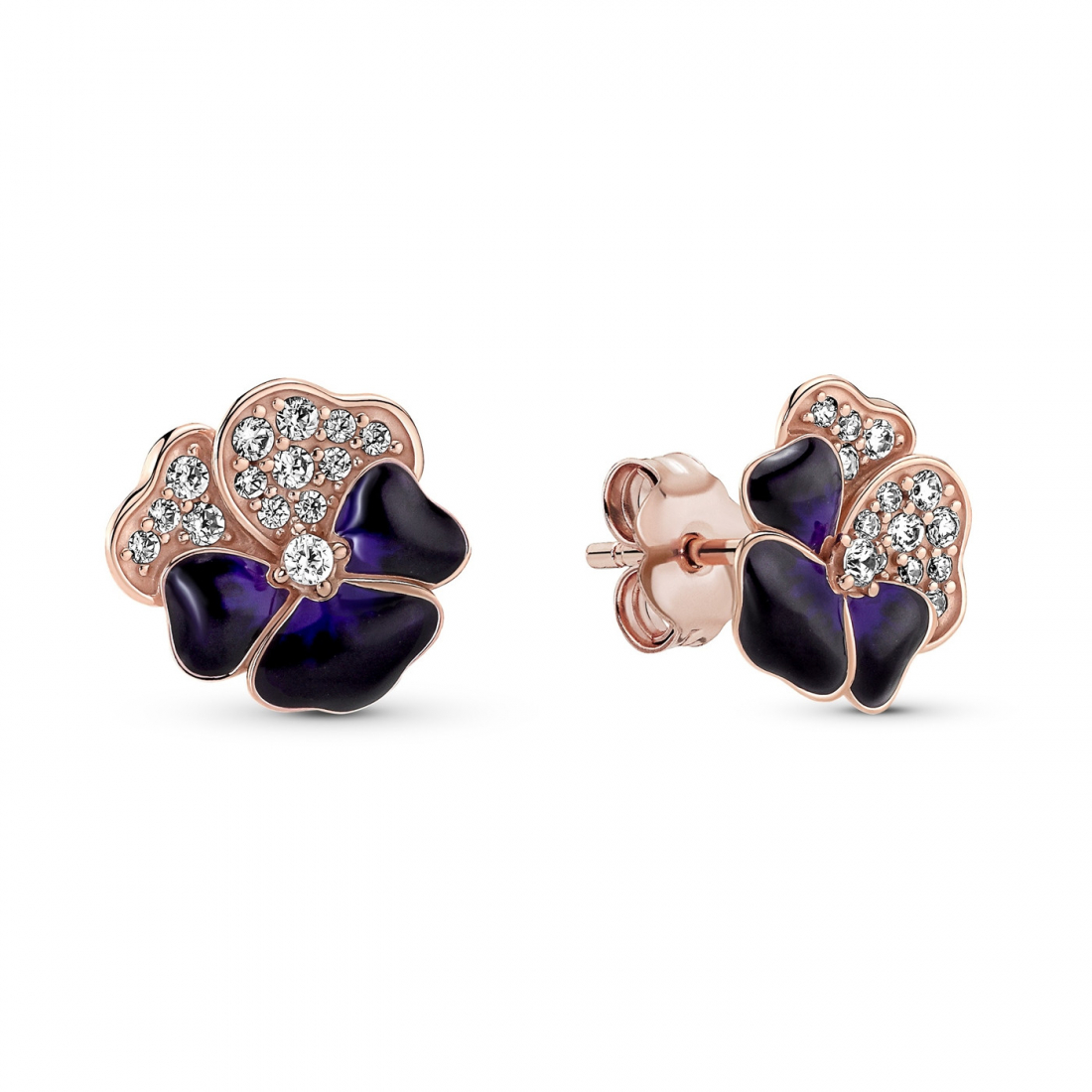 Women's 'Deep Purple Pansy Flower Stud' Earrings