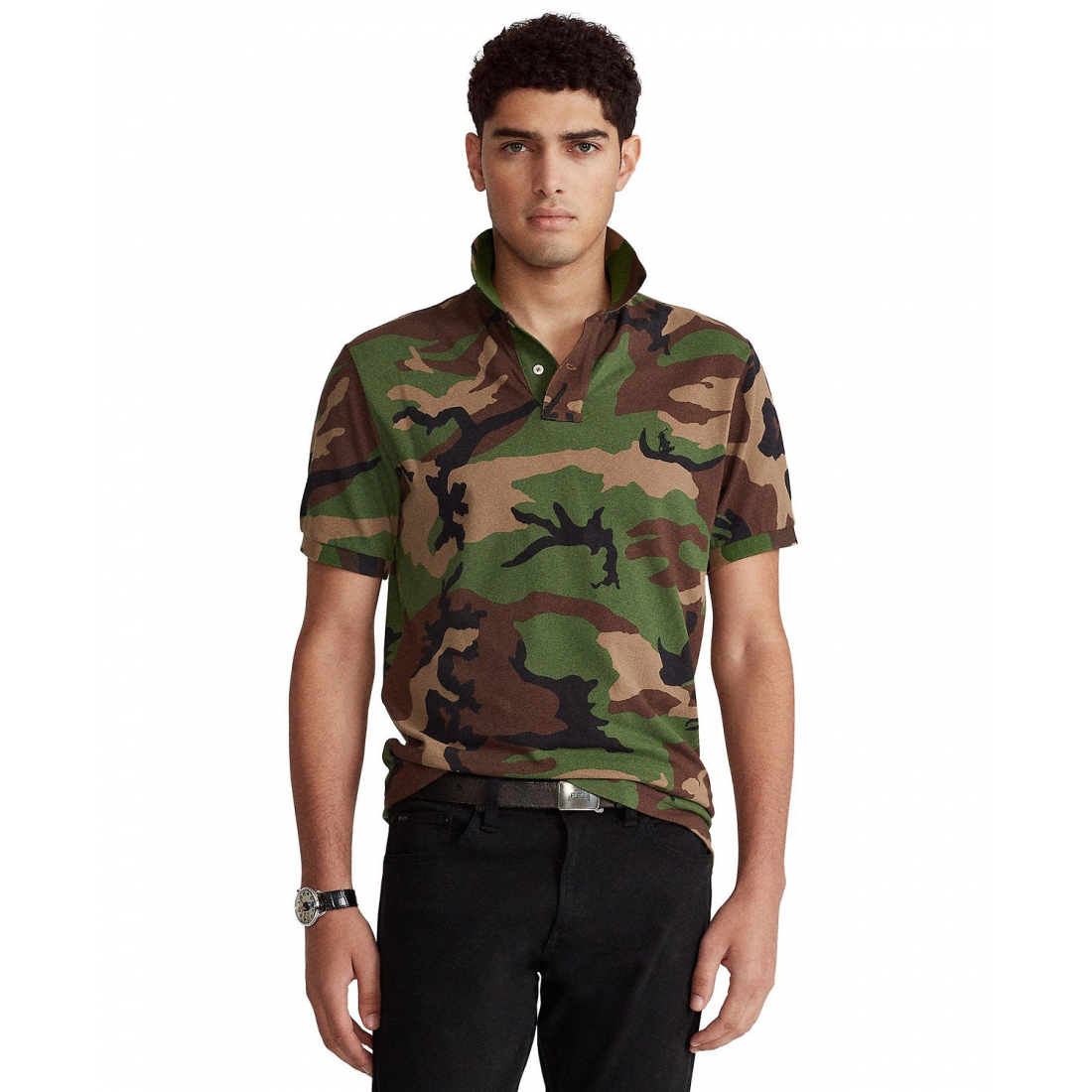 Classic-Fit Camo Cotton Mesh Shirt pour Hommes