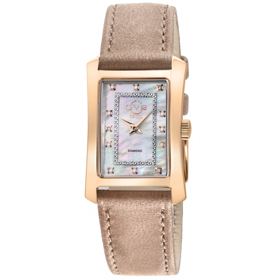 Women's Luino Diamond White MOP Dial, Genuine Italian Leather Tan Watch