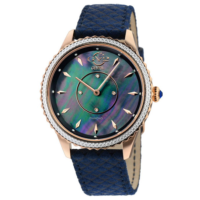 GV2 Siena Women's Blue Mop Dial Blue Leather Strap Watch