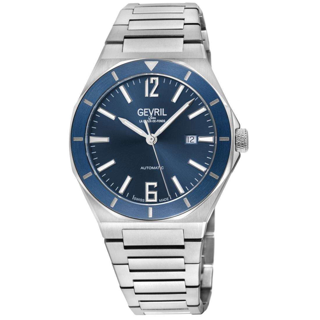 Men's High Line Automatic Stainless Steel Case, Top ring in Blue Sapphire Crystal Watch