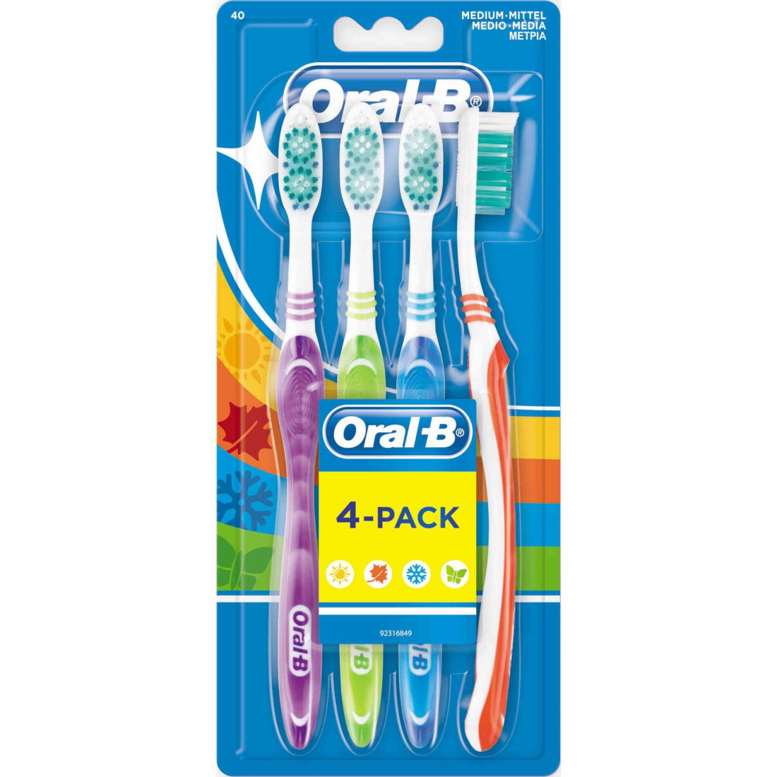 Brosse à dents 'Shiny Clean' - Medium 4 Pièces