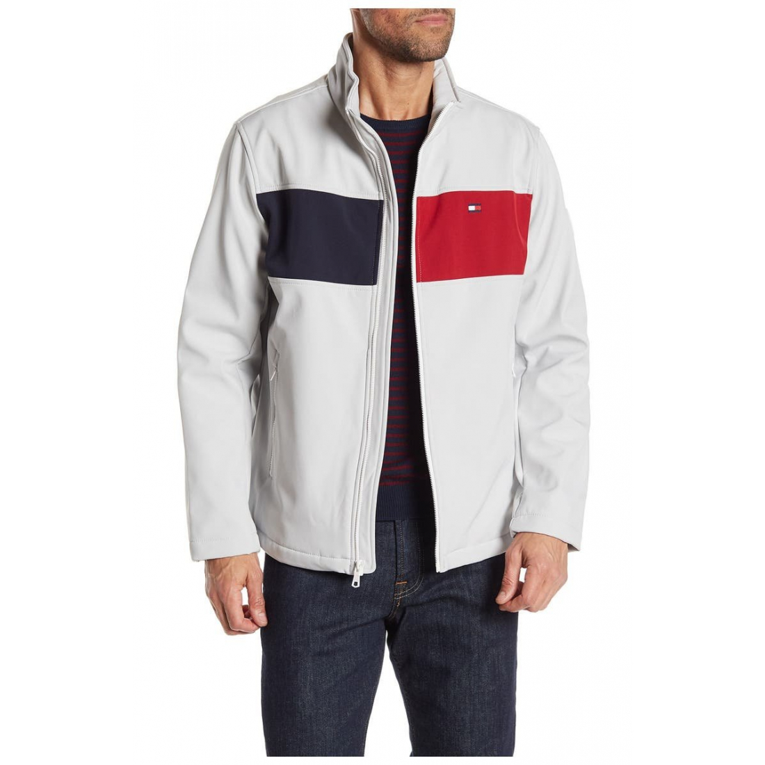 Colorblock Zip Front Jacket pour Hommes