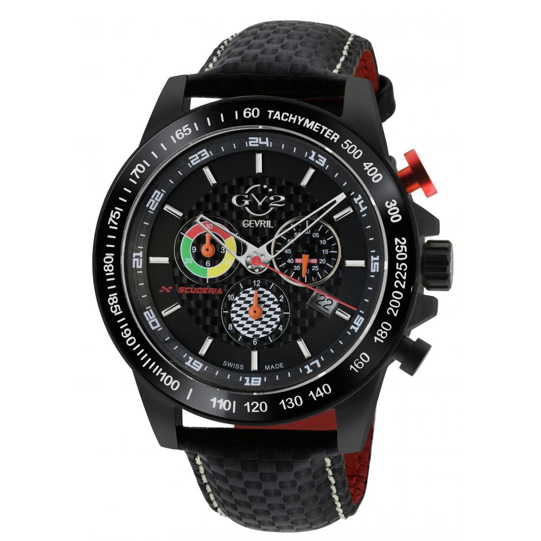 Men's Scuderia Black Dial Black Leather Chronograph Date Watch