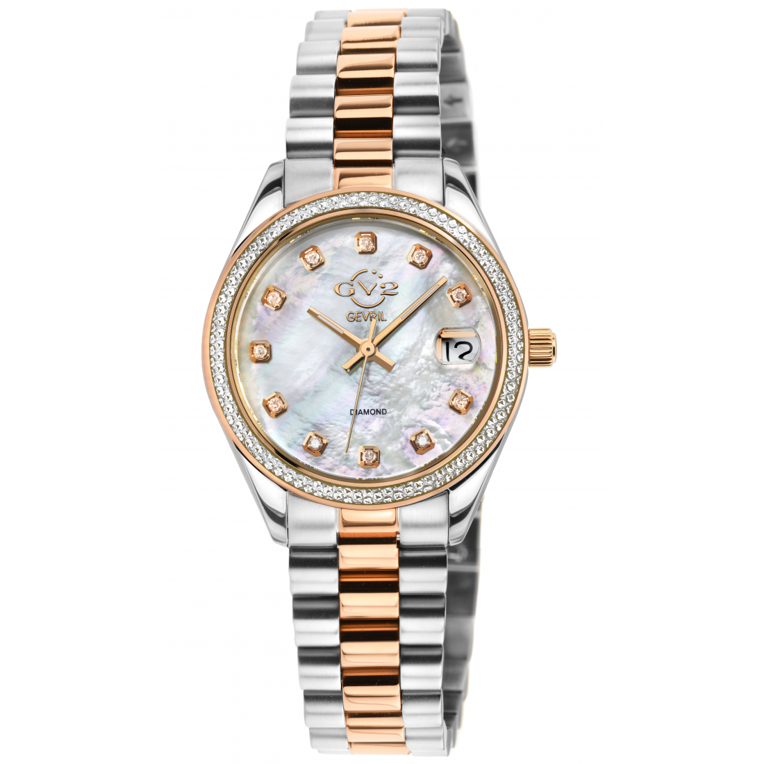 Women's Turin Diamond, White MOP Dial, IPRG Stainless Steel Watch