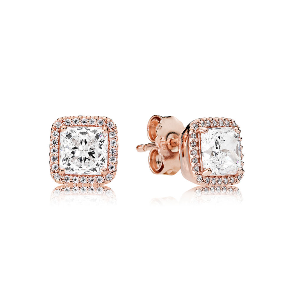 Boucles d'oreilles 'Square Sparkle Halo Stud' pour Femmes