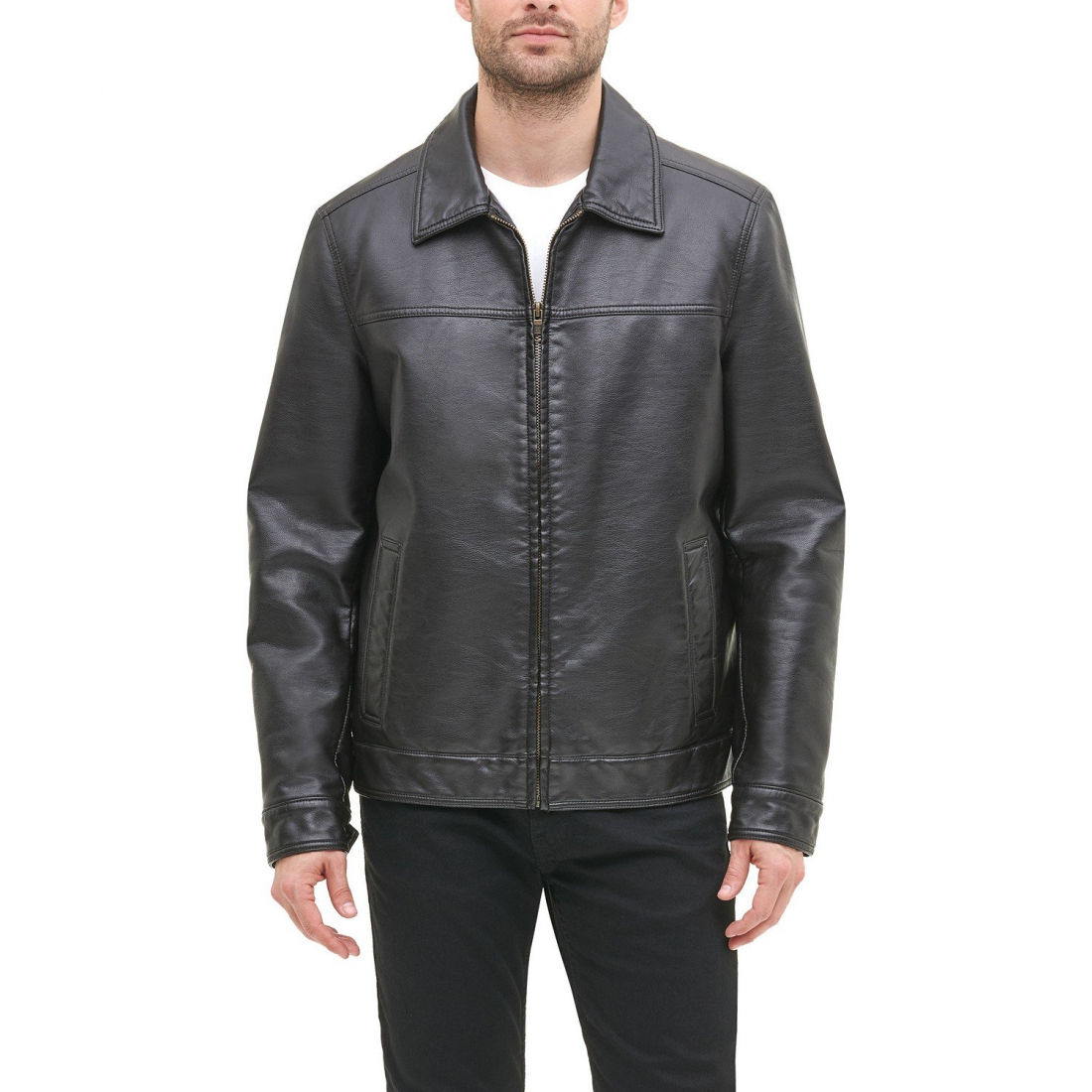 'Faux Leather Laydown Collar Jacket' für Herren