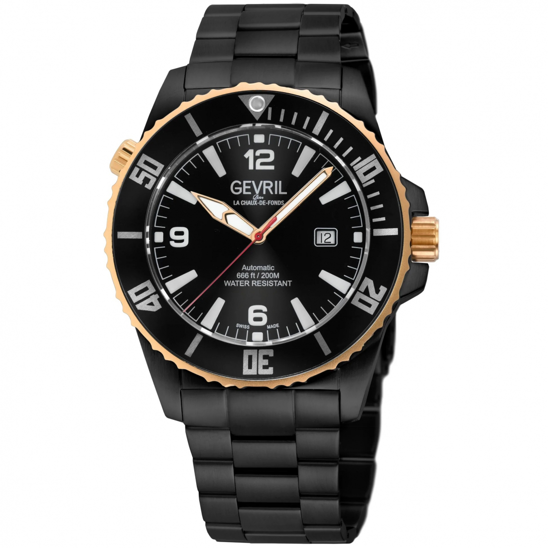 Men's Canal Street 316L Stainless Steel Case, Black, 316L Stainless Steel SS/IPBK Bracelet Watch