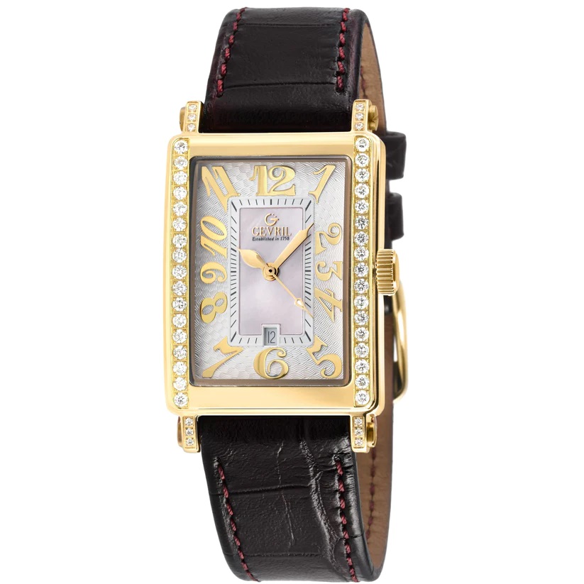 Women’s Ave of Americas Mini IPYG Stainless Steel DIamond Case,White MOP Dial   Watch