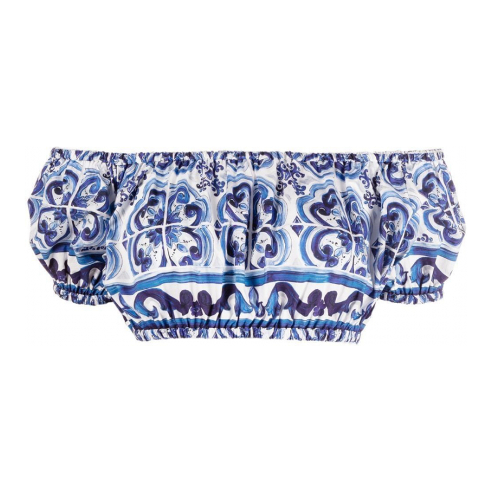 Women's 'Majolica-Print' Crop Top