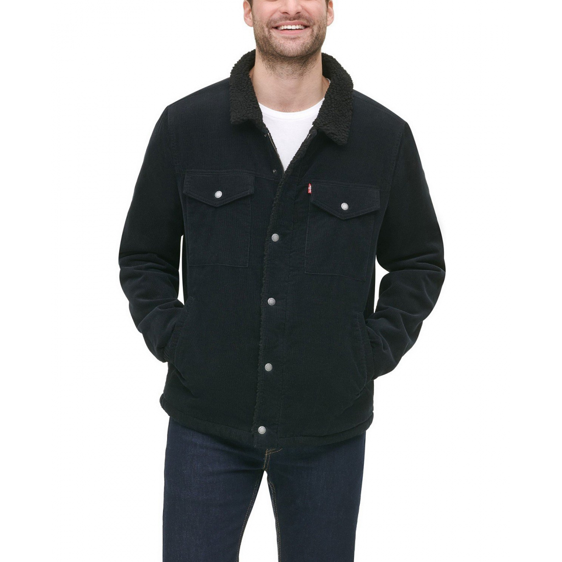 'Fleece-Lined Corduroy' Trucker Jacke für Herren