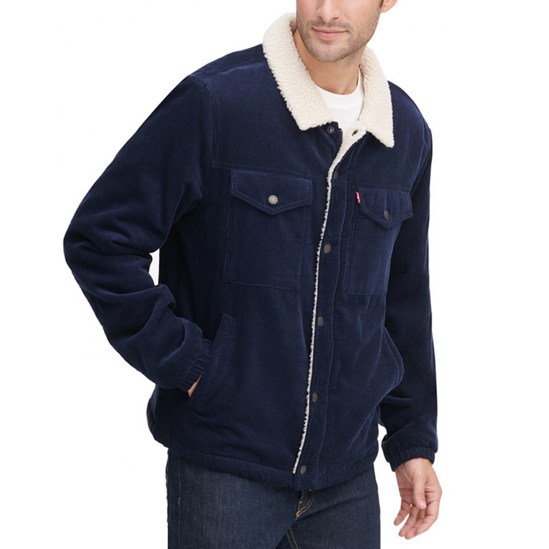 'Fleece-Lined Corduroy' Trucker Jacke für Herren