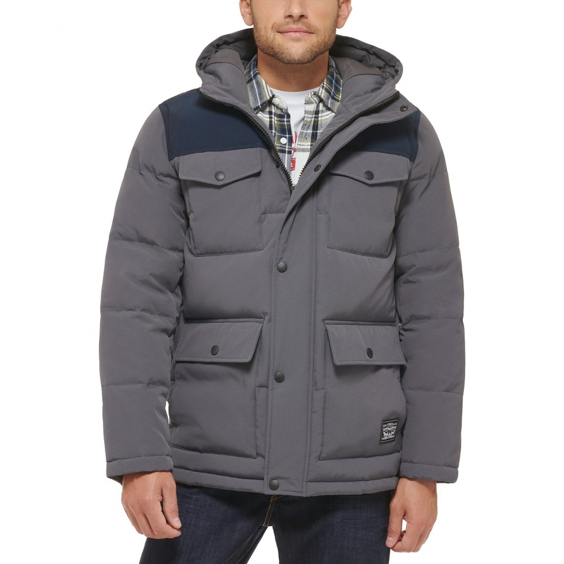 Men's 'Four Pocket Parka Hoody' Quilted Jacket