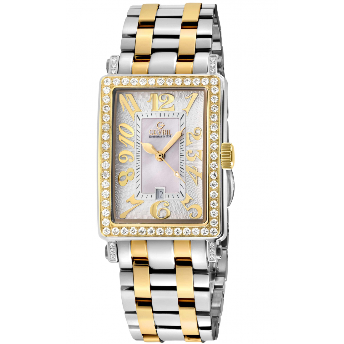 Women’s Ave of Americas Mini Two toned IPYG Stainless Steel Diamond Case, White MOP Dial Watch