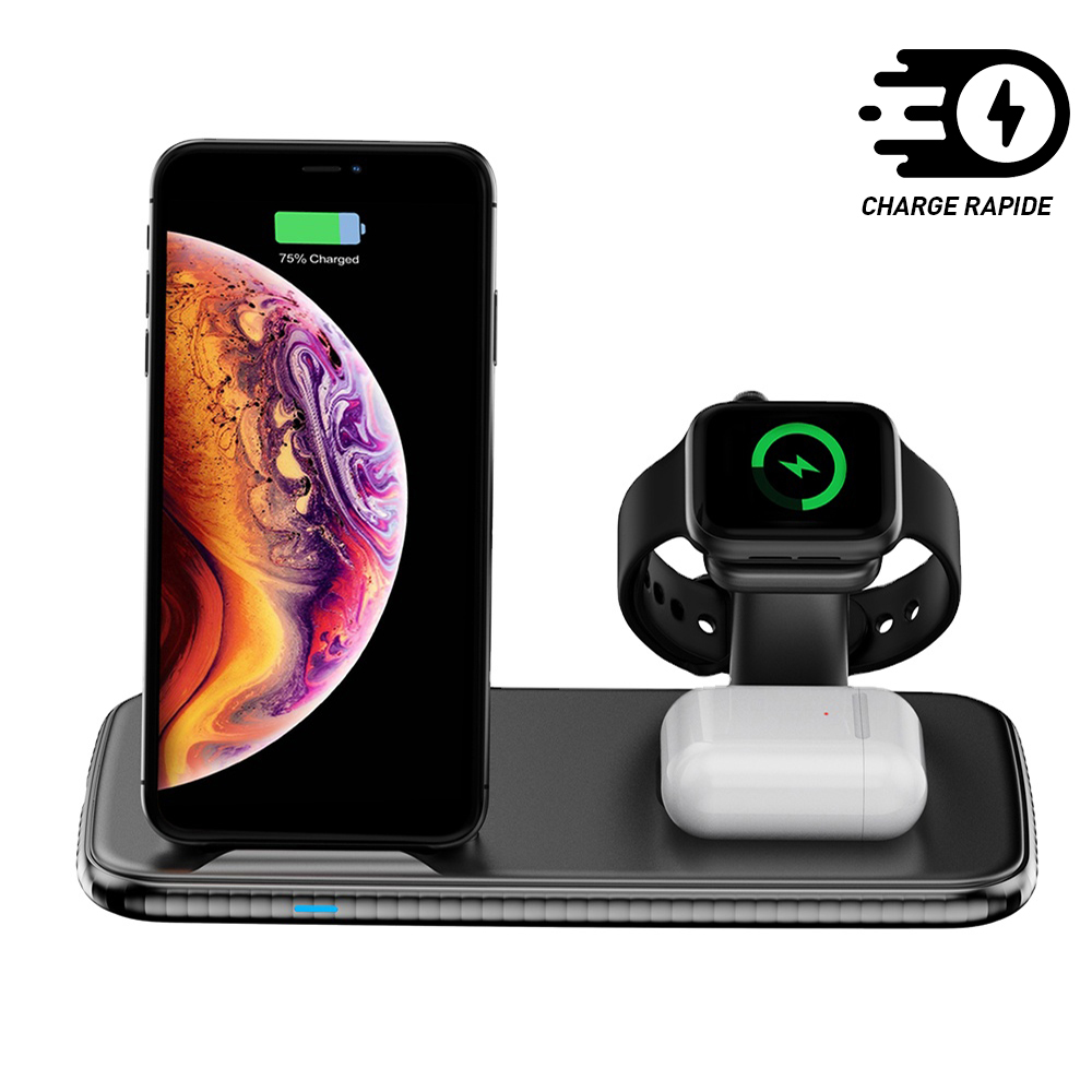 '4 in 1 Qi' Docking Station for Apple Watch + iPhone + Airpods - 15 Watts