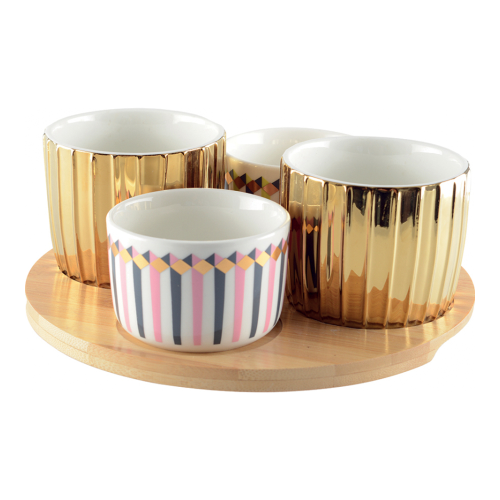 Aperitif Set 4 Cup With Wooden Tray
